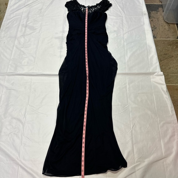 Adrianna Papell Ladies Formal Navy Ruche Small Cap Sleeve With Lace Size 4 EUC - Picture 15 of 16